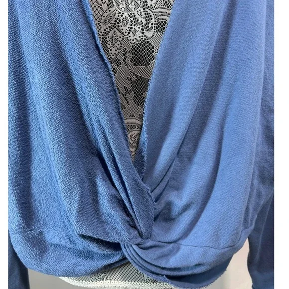 Aerie Blue Twist Back Long Sleeve Cropped Sweatshirt Women's‎ Size Small - Picture 4 of 9